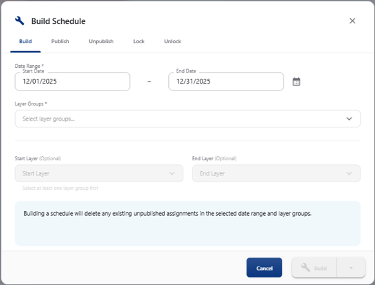 US build schedule