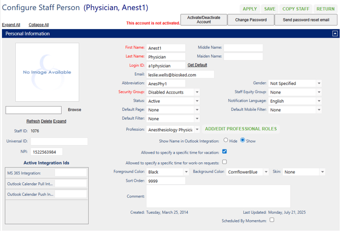US Disabled Account